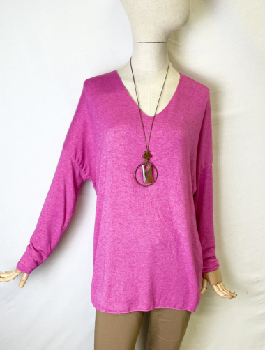 Wholesaler Catherine Style - Fine sweaters with loose V-neck and collar
