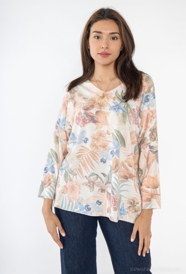 Großhändler Catherine Style - Feine Pullover mit tropischem, exotischem Blumendruck