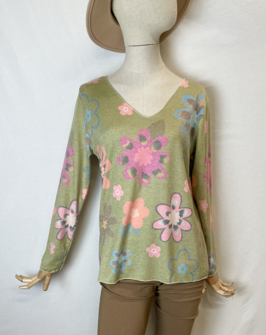 Großhändler Catherine Style - Feine Pullover mit mehrfarbigem Blumendruck