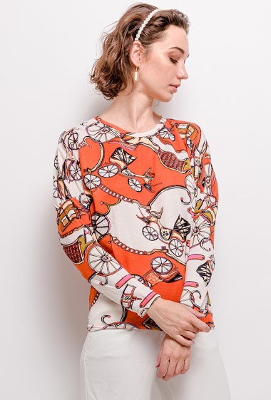 Großhändler Catherine Style - Feine Pullover mit Kutschenprint