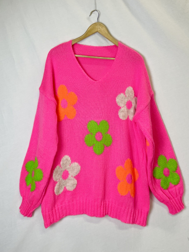Wholesaler Catherine Style - Woolly sweaters with flower pattern