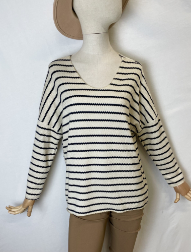 Wholesaler Catherine Style - Gold Shimmer Stripe Print Textured Sweaters