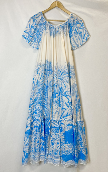 Grossiste Catherine Style - Robe à imprimé tropicale fluide