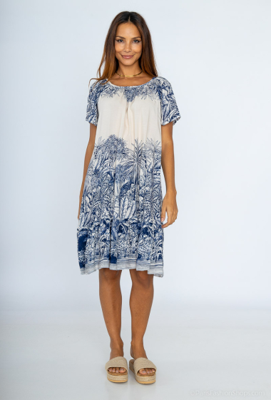 Großhändler Catherine Style - Fließendes Kleid mit tropischem Print