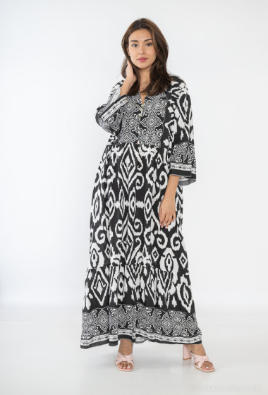 Wholesaler Catherine Style - Loose Aztec Print Long Blouse Dress