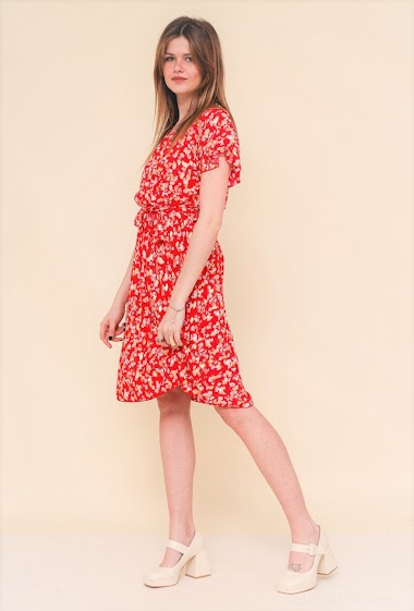 Wholesaler Catherine Style - Cache-coeur dress with floral print and gilding