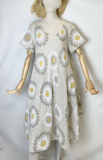 Großhändler Catherine Style - Baumwollkleid mit Blumendruck