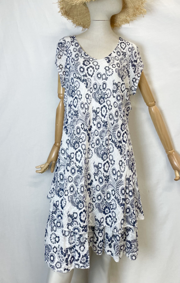Grossiste Catherine Style - Robe en coton doublé à imprimé fleuries