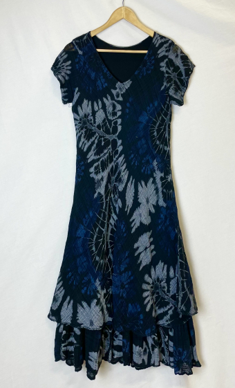 Großhändler Catherine Style - Gefüttertes Baumwollkleid mit Tie & Dye-Print
