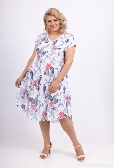 Großhändler Catherine Style - Kleid aus Baumwolle mit Blumenprint und Skater-Print