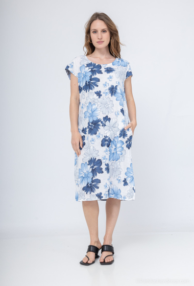 Wholesaler Catherine Style - Floral printed cotton linen dress