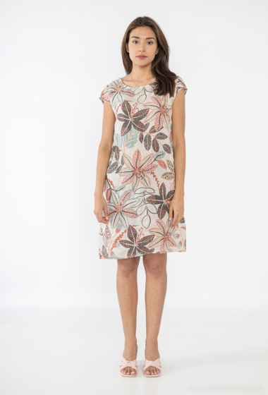 Wholesaler Catherine Style - Linen dress with exotic flower print