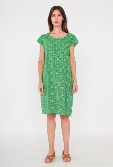 Wholesaler Catherine Style - Linen and cotton blend dress with mandala print