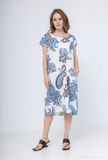 Wholesaler Catherine Style - Linen blend dress with paisley print