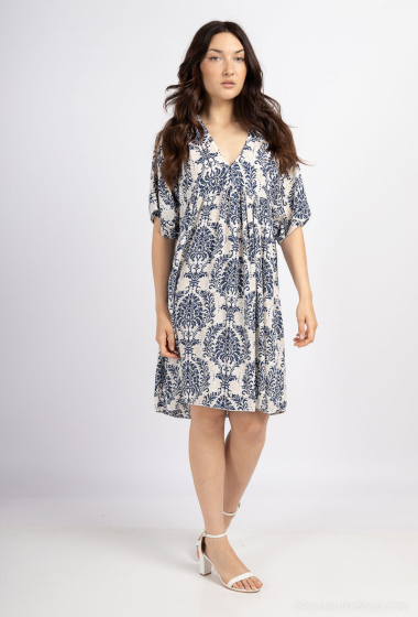 Wholesaler Catherine Style - Flowing dress with two-tone print