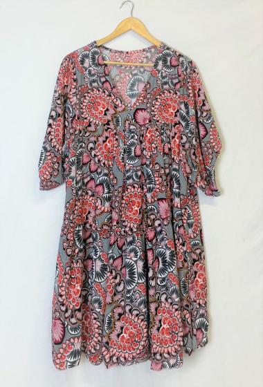 Loose flowing dress in starfish print with short sleeves Catherine