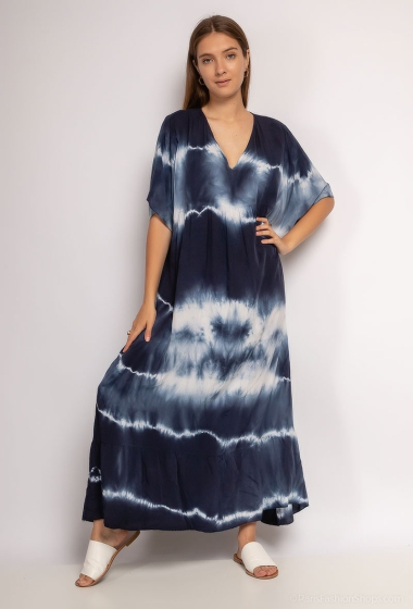 Großhändler Catherine Style - Langes, fließendes Kleid mit Batikdruck