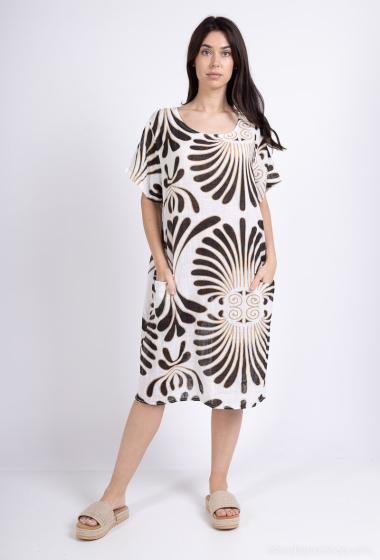 Wholesaler Catherine Style - Printed pocketed cotton dress