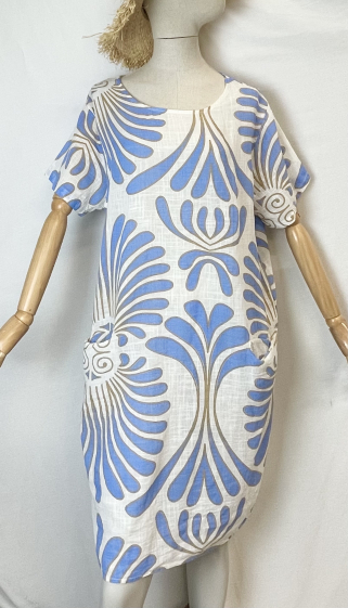 Grossiste Catherine Style - Robe imprimé en coton poché