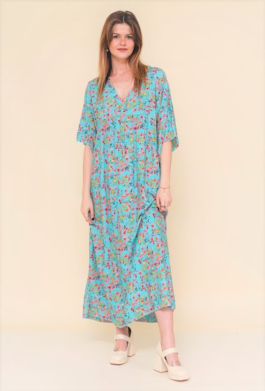 Grossiste Catherine Style - Robe longue ample à imprimé fleurie coloré