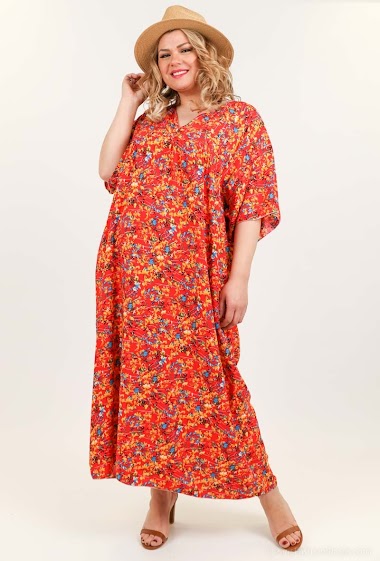 Wholesaler Catherine Style - Long loose dress with colorful floral print