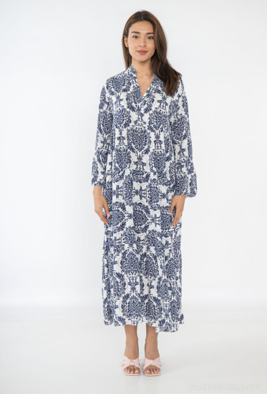 Wholesaler Catherine Style - Long flowing dress with long sleeve print
