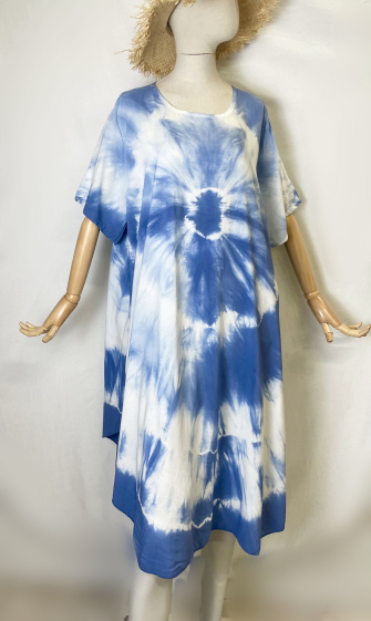 Wholesaler Catherine Style - Fluid tie-dye print midi dress with flared cut
