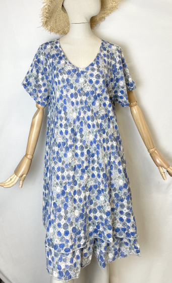 Großhändler Catherine Style - Gefüttertes Skaterkleid aus Baumwolle mit Blumenprint