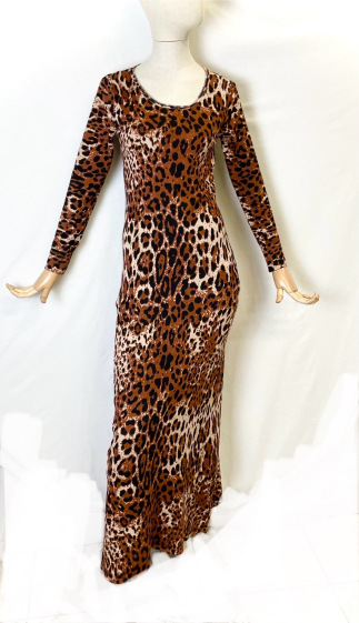 Großhändler Catherine Style - Figurbetontes Pulloverkleid mit Leopardenmuster