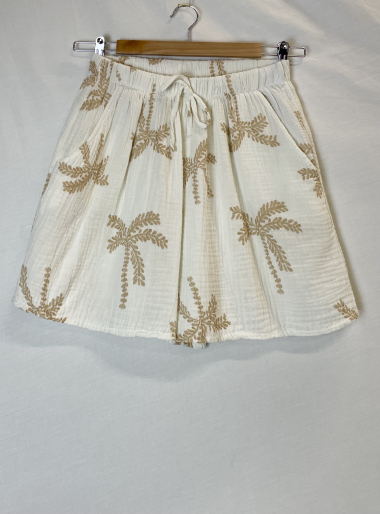 Wholesaler Catherine Style - Palm-print cotton gauze shorts