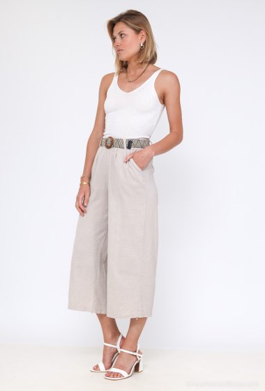 Wholesalers Catherine Style - Pocket-belt cotton-canvas palazzo pants