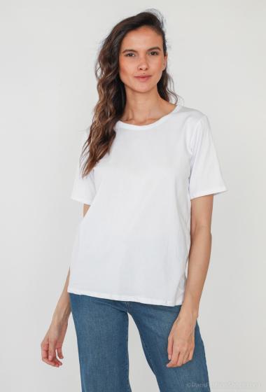 Grossiste Catherine Style - T-shirt unie col rond en coton