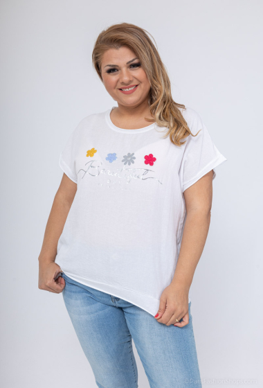 Großhändler Catherine Style - T-Shirt mit metallischem Blumenaufdruck