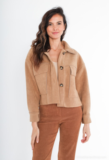 Wholesaler Catherine Style - Aviator fleece jacket with pocket and buttoned sleeve