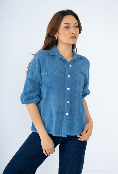 Wholesaler C'Belle - Shirt with 2 front pockets in linen blend