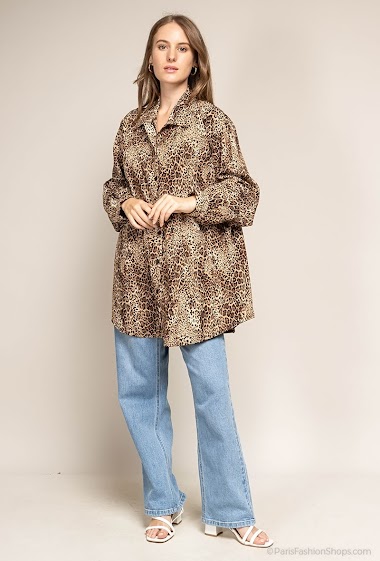 Grossiste C'Belle - Chemise large à motif imprimé léopard