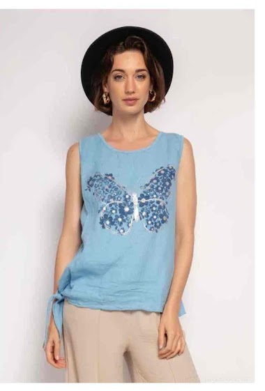 Wholesaler C'Belle - Bi-material top with butterfly