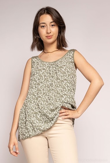 Wholesaler C'Belle - Flower printed tank top with lace back