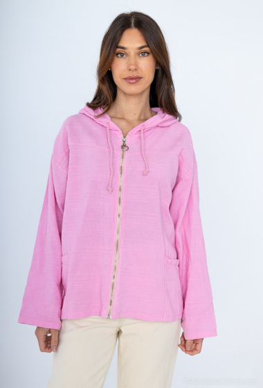 Wholesaler C'Belle - Plain vest with 2 front pockets with a zip in linen mix
