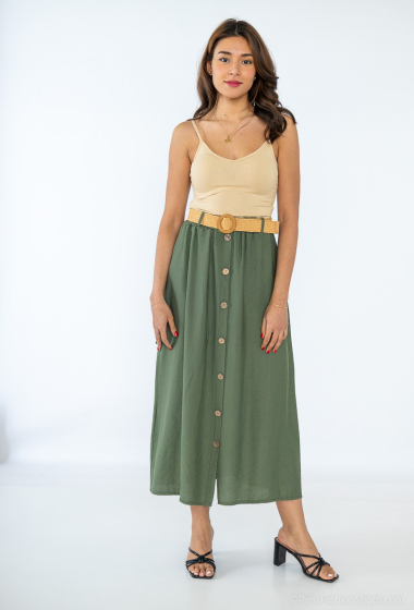 Wholesaler C'Belle - Plain skirt with belt with buttons at the front