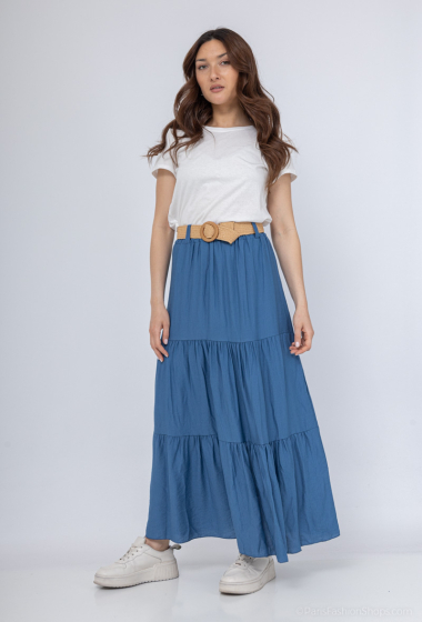 Wholesaler C'Belle - Plain skirt with belt