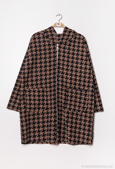 Wholesaler C'Belle - Houndstooth printed hooded coat