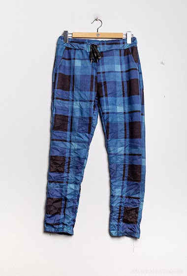 Wholesaler C'Belle - Checkered faux suede pants