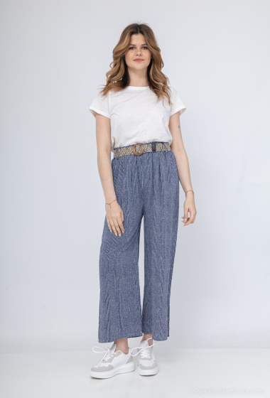 Wholesaler C'Belle - Striped printed pants with belt