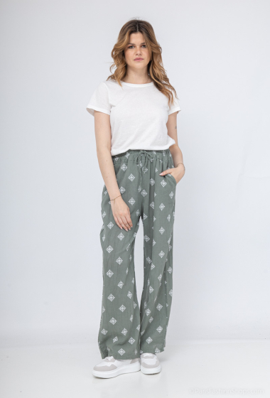 Wholesaler C'Belle - Printed linen blend pants