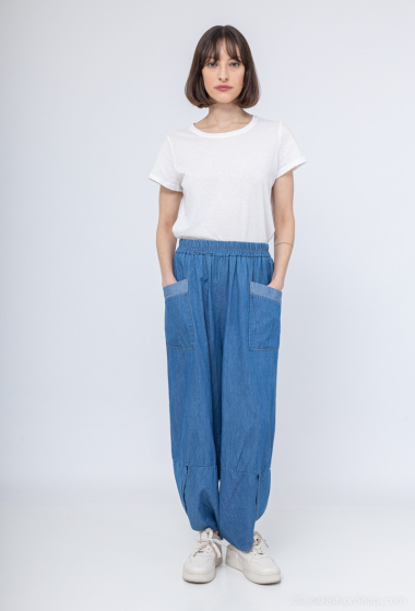 Wholesaler C'Belle - Printed denim pants with 2 front pockets