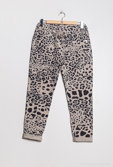 Grossiste C'Belle - Pantalon stretch à imprimé léopard