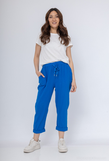 Wholesaler C'Belle - Plain pants with 2 front pockets 100% cotton
