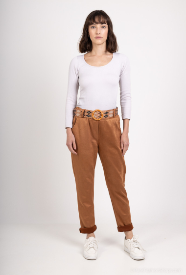 Wholesaler C'Belle - Plain pants with suede belt