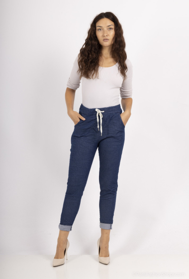 Grossiste C'Belle - Pantalon uni imprimé jeans